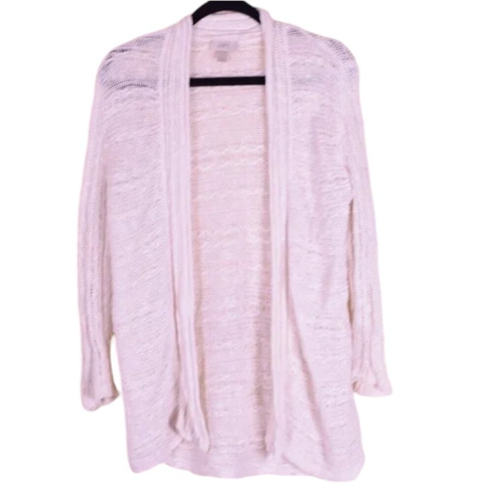 Ann Taylor LOFT 100% Cotton Women's Cream Long Knit Cardigan Sweater - Size M